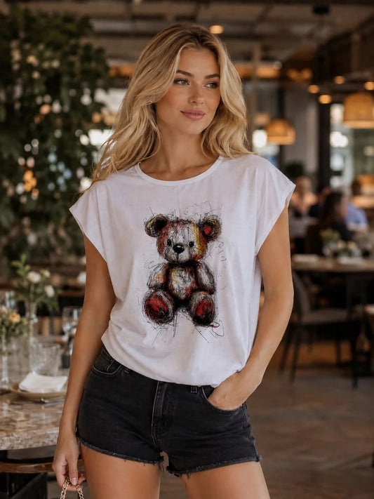 Beyaz ayıcıklı tişört