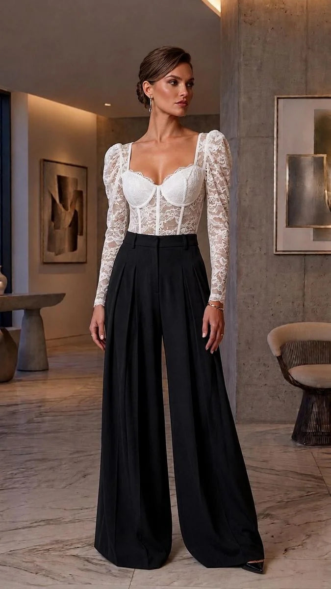 Alttan çıtçıtlı kollu full dantel büstiyer beyaz